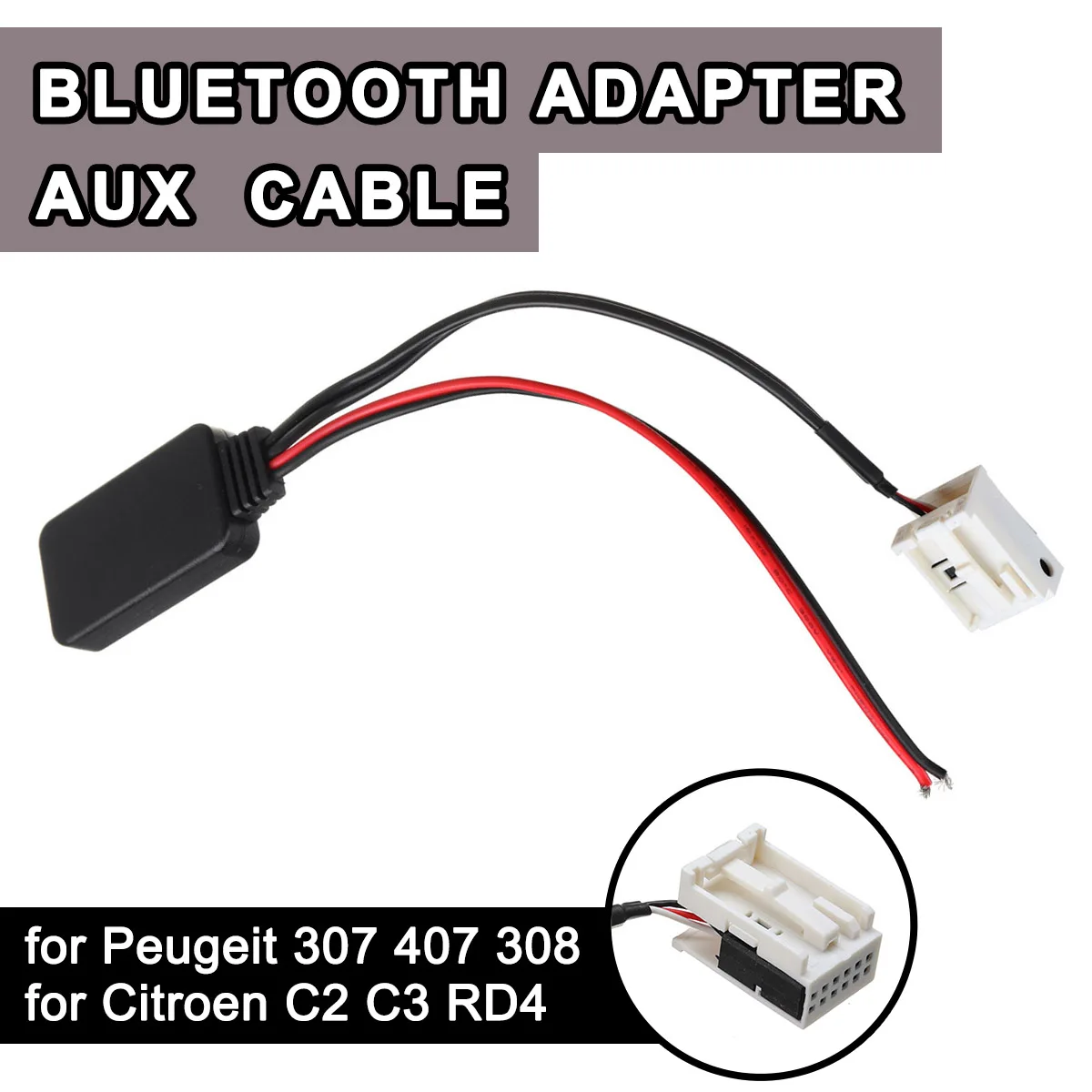 

Car 12Pin bluetooth Module Wireless Radio Stereo AUX-IN Aux Cable Adapter for Peugeot 207 307 407 308 for Citroen C2 C3 RD4