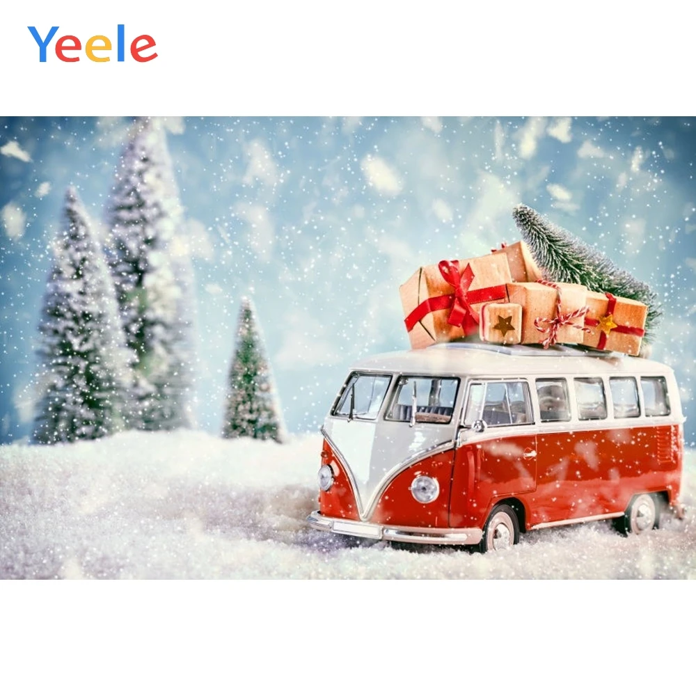 

Yeele Christmas Winter Snow Snowflake Bus Gift Background Vinyl Baby Portrait Photography Backdrop For Photo Studio Photophone