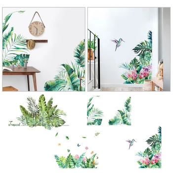 

Tropical Plant Wall Sticker Flower Bird Butterfly Wallpaper Waterproof PVC Wall Decals Art Mural Bedroom Living Room Decoration