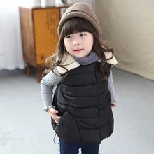 Жилет для девочек одежда на осень и зиму г., стильный зимний жилет в Корейском стиле для маленьких детей рубашка на молнии