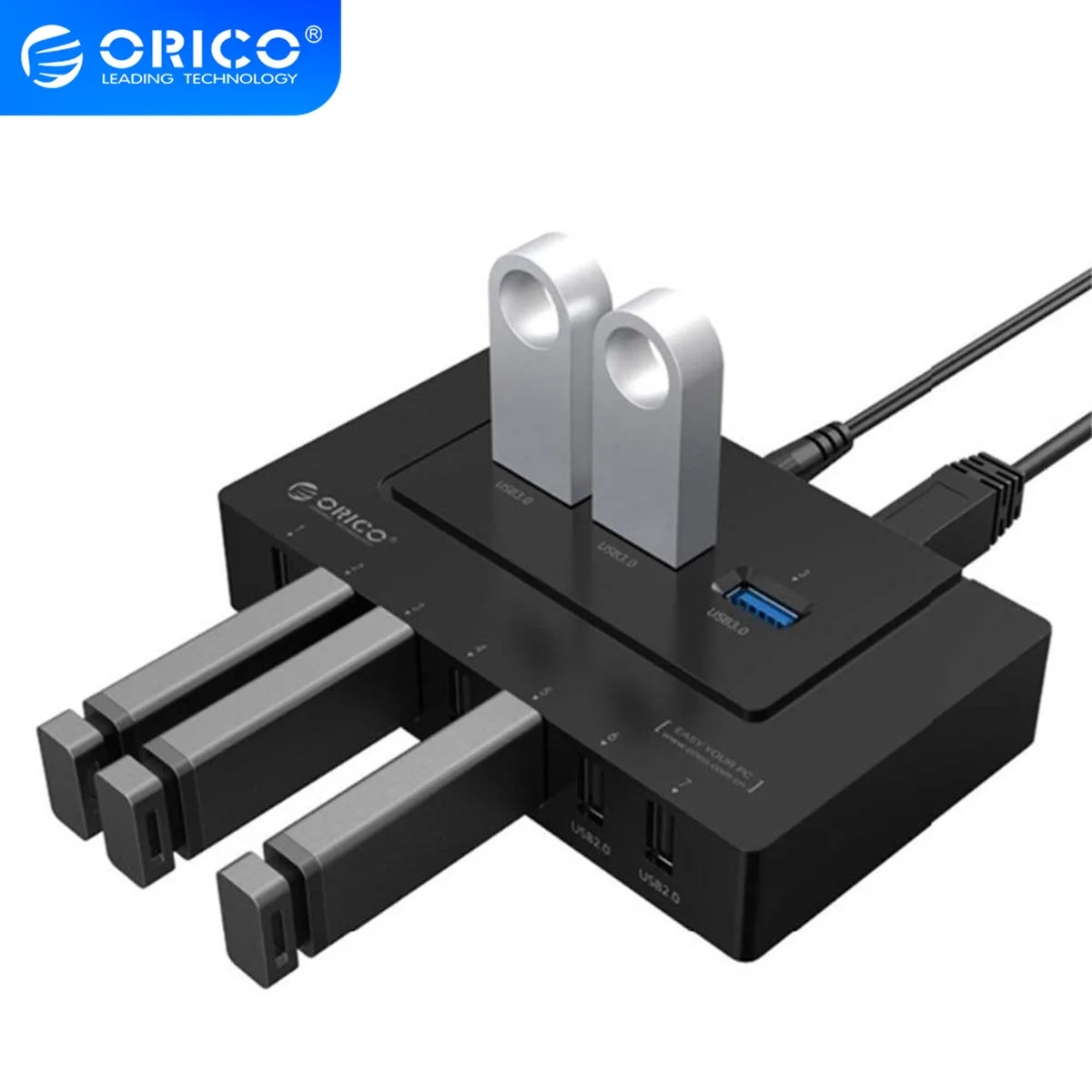 USB разветвитель ORICO 10 портов с адаптером питания высокоскоростной 2 0 3 для ПК