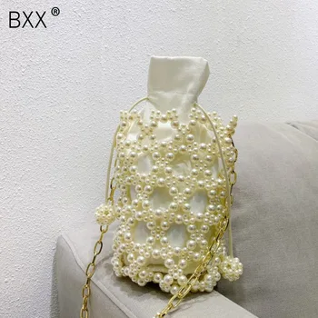 

[BXX] 2020 Pearls Evening Handbags For Women Elegant Handmade Beading Purses Bags Ladies Top-Handle Clutch Wedding Bag HN534