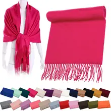 

Warm Thick Soft Pashmina Large Shawl Wrap Cashmere Ladies Scarf Imitation Cashmere Scarf Shawl Pure Color Tassels Comfortable
