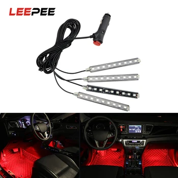 

Auto Decorative Lamp 9 LED 4 In 1 Car Interior Atmosphere Lights Cigarette Lighter Adapter Dash Floor Foot Strip Lights