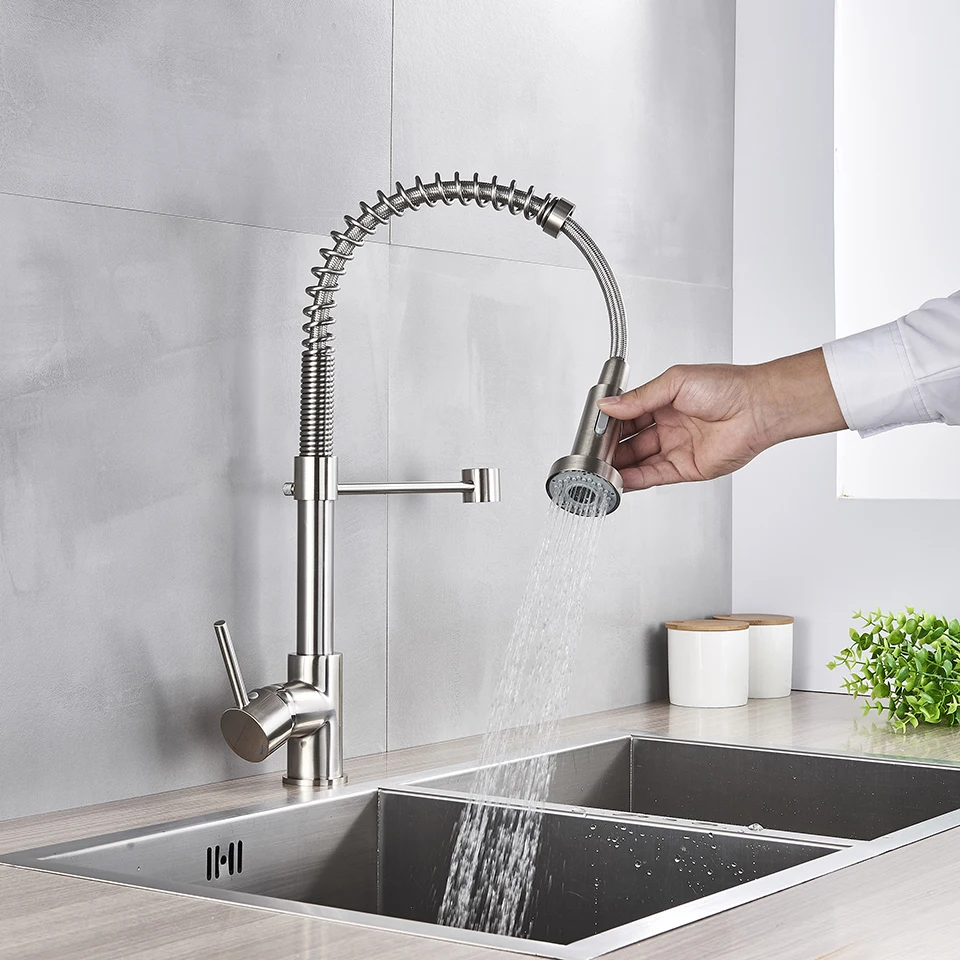 キッチンシンクの蛇口、ソリッド真鍮シングルハンドルキッチン蛇口 シンプルなクロスハンドル付きソリッドブラスキッチンブリッジ蛇口