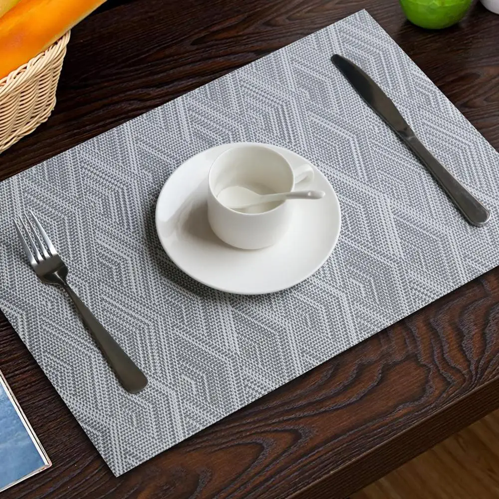  YokiSTG PVC Placemat For Table Pad Drink Wine Cup Coasters Bamboo Placemat Dining Tableware Mat Kit