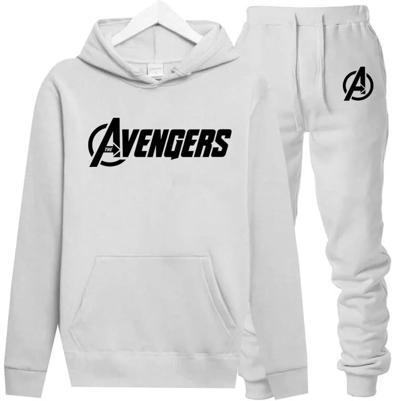Promotion new the film The Avengers Letter printing men hoodies sweatpants warm fleece suit mens pullover brand mens hoodie set male2019