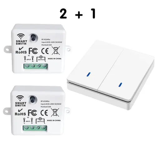 Wireless Smart Switch Light 433Mhz RF 86 Wall Panel Switch with Remote Control Mini Relay Receiver 220V Home Led Light Lamp Fan - Image 13