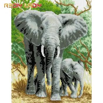 

High Quality Diamond Painting Elephant Family Full Round Diamond Embroidery Beaded Cross Stitch Pixel Mosaic Pattern Home Decor