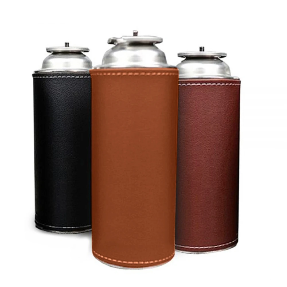 Camping Gas Tank Leather Case Protective Cover Bag Fuel Cylinder