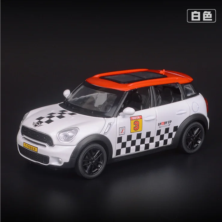 

1: 32 alloy car model simulation Mini children's acousto optic return force toy car model birthday gift white car