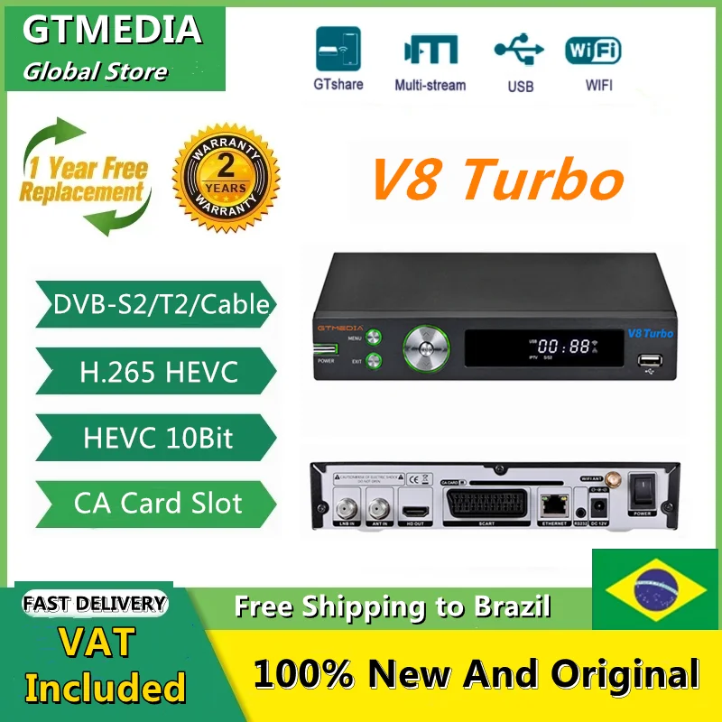 Спутниковый ресивер GTMEDIA V8 Turbo декодер для ТВ-приставки 1080P HD DVB-S/S2/S2X +