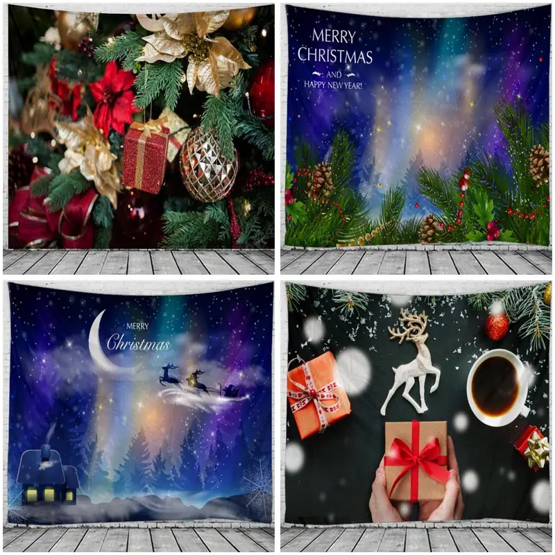 Christmas Tree Tapestry Christmas Gift Pattern Tapzi Wall Hanging For Home Decoration Living Room Bedroom Wall Art Large size