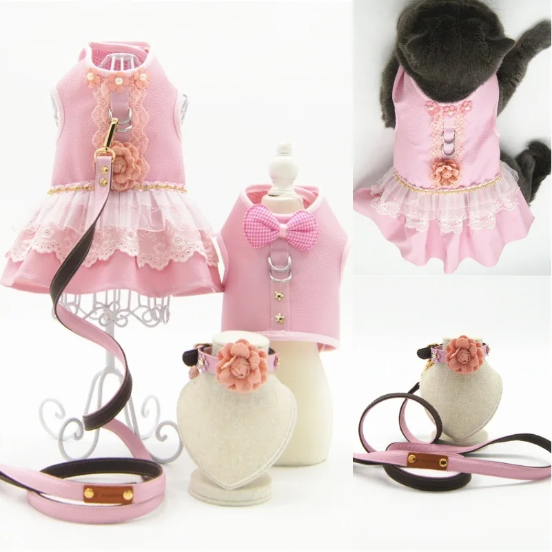 

Breathed and Kept Warm and Went Out To Attract To Approve The Autumn and Winter of 2019 New Pink Leather Pet Clothes Couple
