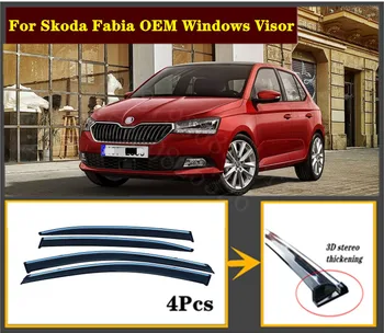 

4pcs Set 2008-2020 OEM For Skoda Fabia Stainless steel window Visor Shade Vent Wind Rain Deflector Guards Cover