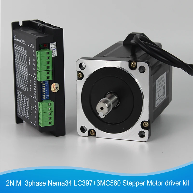 Трехфазный гибридный шаговый двигатель Nema34 с ЧПУ 2N.M LC397 + 3MC580 комплектом драйвера