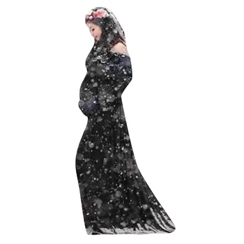 

Women Pregnants Maternity Photography Props Off Shoulder Long Sleeve Solid Dress одежда для беременных maternity dresses 2021