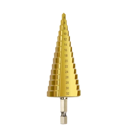 Factory sale 3pcs 1/4 Step Cone Taper Drill Bit Set Hole Cutter Metric Titanium Coated Metal Hex Stepped Drill Bits 4-12/20/32mm Factory sale 3pcs 1/4 Step Cone Taper Drill Bit Set Hole Cutter Metric Titanium Coated Metal Hex Stepped Drill Bits 4-12/20/32mm