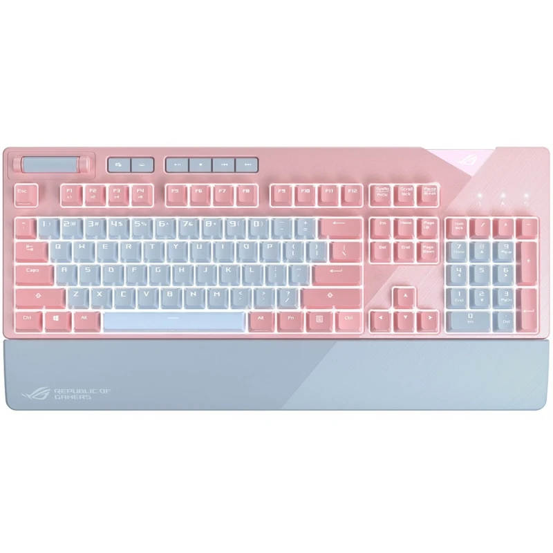 Клавиатура ASUS ROG Strix Flare PINK 90MP00M0-B0RA04 Cherry MX red, проводная, механическая, RGB подсветка, USB, розовый/серый