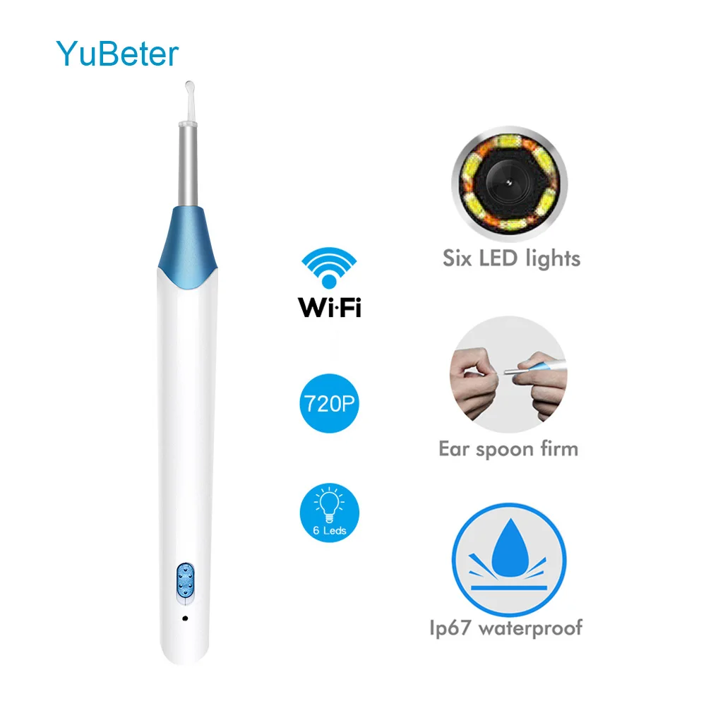 YuBeter беспроводной Эндоскоп для очистки ушей визуальная Ушная ложка с камерой