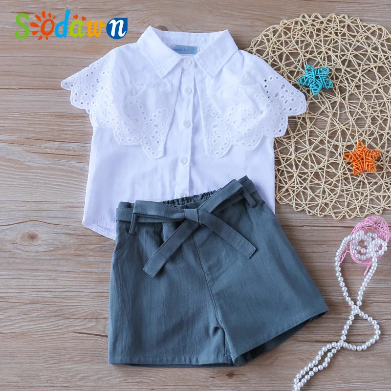 Sodawn/ г. Летние детские комплекты одежды для девочек Новая летняя брендовая одежда для маленьких девочек топ без рукавов+ штаны, 2 шт., Детские комплекты одежды