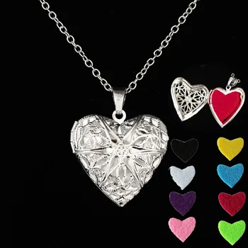 

5pcss Aromatherapy Essential Oils Diffuser Necklace Magnetic Perfume Locket With Crystals Heart Shape Pendant