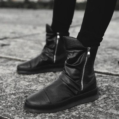 

SZSGCN428-2019 New Men 6 cm Height Increasing Platform Boots Back Zip Leather Shoes Male Mixed Colors Y3 High Top Men's Boots