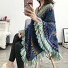 Women National Geometric Cloak Tassels Shawl Knitted Spring Hedging Mohair Fringed Knit Scarf Jacket Long Shawl Casual Poncho ► Photo 1/6