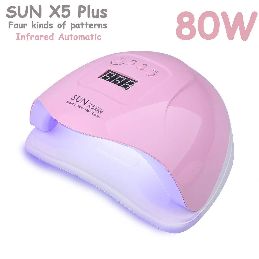 SUN 5X Plus UV LED Lamp 80W Digital Display Auto Sensor Nails Dryer Infrared induction Sunlight Curing For Gel Varnish |