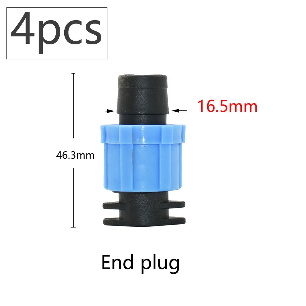 16mm 5/8'' Drip Irrigation Tape Shut-Off Valve Elbow Tee End Plug Thread Lock Connector Garden Watering Pipe Hose Joints 