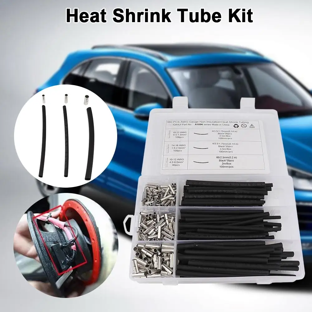 

380pcs Heat Shrink Tubing Kit Heat Tube Shrinkable Connectors Mechanical Protection Cable Joints For Ship And Car Wire Binding