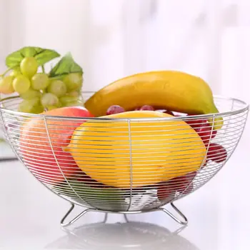 

Fruit Basket Container Bowl Stainless Steel Wire Kitchen Drain Rack Vegetable Storage Holder Snack Tray