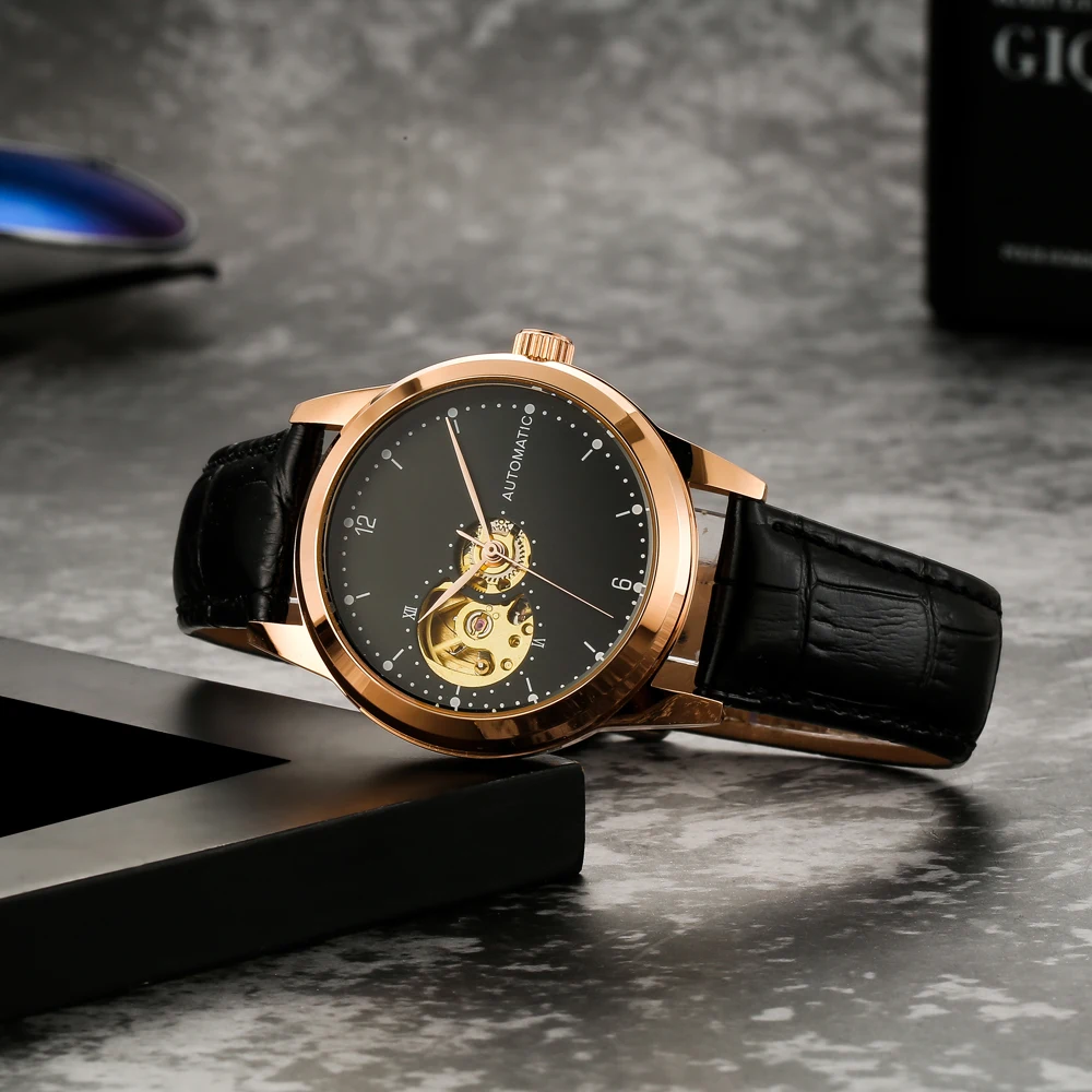 Women Automatic Watch Soft Leather Strap Waterproof Mechanical Movement Self Wind founction Mid Size Ladies Clock afbeelding
