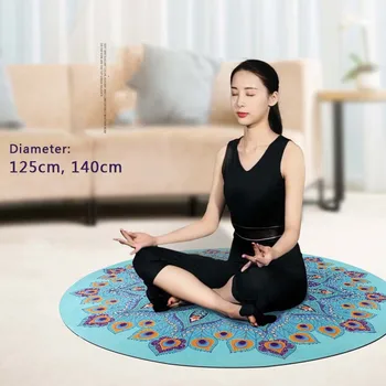 

Suede Unti-slip Yoga Blanket Round Portable Fitness Nature Rubber Pilate Pad Printing Yoga Meditate Mat Home Floor Mat Bag