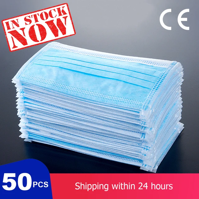 US $29.90  Disposable Masks 3 Layers Cover Antivirus Dustproof Facial Protective Mask 50 Pcs Face Mouth Mask