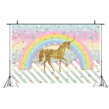 

Rainbow Sequins Unicorn Party Backdrops Wedding Baby Shower Kids Birthday Party Decoration Posters Photography Background Props