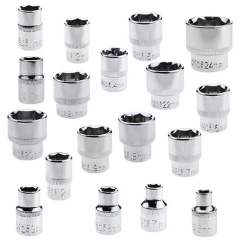 

6mm-24mm Series Hexagonal Standard 3/8 Inch Short Sleeve Standard Hexagonal Socket Chrome Vanadium Steel Head Hex Socket Tools