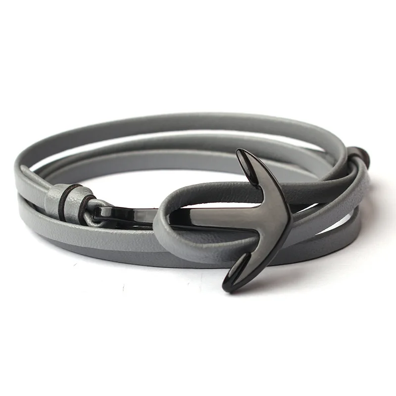 

Dropshipping New Fashion Woven Multilayer Anchor Bracelets Men Hope Anchor Bracelet Pulsera Navy Hand Leather Bracelets SL058