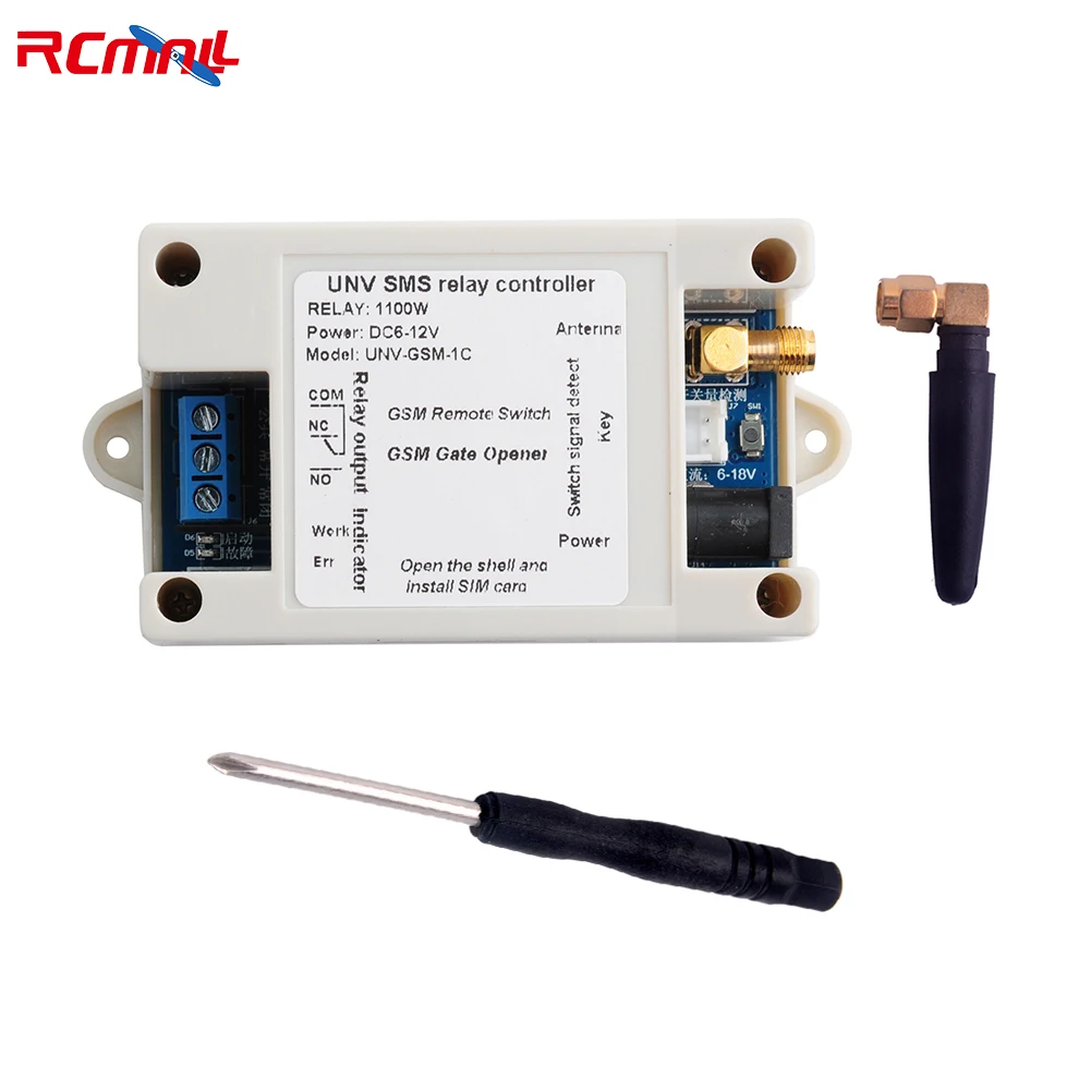 

RCmall 1 Channel Relay Module SMS Call GSM Remote Control Switch SIM800C STM32F103CBT6 with Case and Screwdriver FZ3024C+T0078