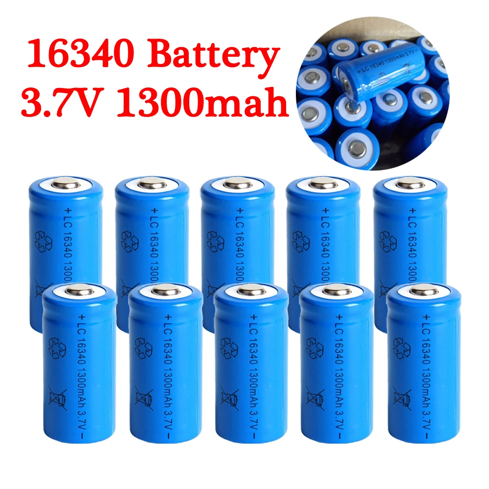 1300Mah Ricaricabile 3.7V Li-Ion 16340 Batterie Cr123A Batteria Led Torcia Puntatore Laser Da Viaggio Per 16340 Cr123A
