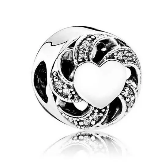 

Original 925 Sterling Silver Beads Ribbon Heart Charm Fit Original Pandora Charms Bracelet & Necklace Diy Women Jewelry