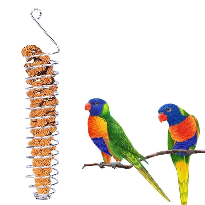 Bird Feeder Stainless Steel Parrot Forager Bird Food Basket Holder Birds Training Toy Fruits