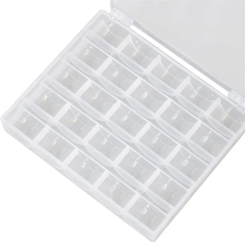 Transparent 25 Slot Sewing Bobbin Storage Box Clear Sewing Bobbins Organizer Case Holder Space Save Drop Shipping#Ju