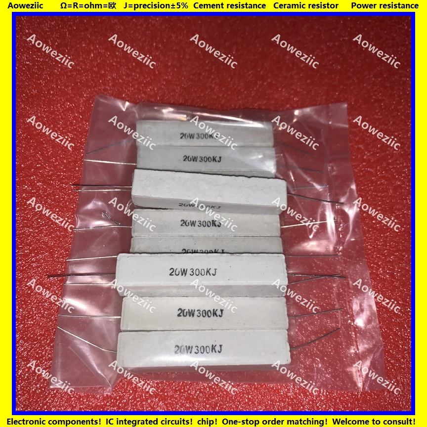 10Pcs RX27 Horizontal cement resistor 20W 300K ohm 20W300K 20W300KJ ...