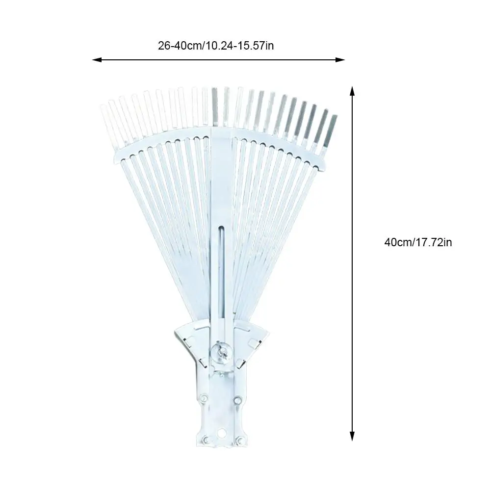 Stainless Steel Adjustable Garden Leaf Rake Heavy Duty Multi-purpose Foldable Rake Garden Tool Without Handle