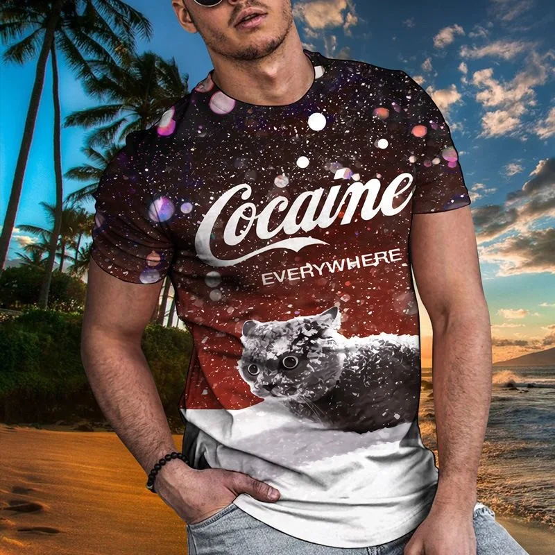 længde nå Se internettet 2021 Summer European American Hot Style | Men's T-shirt Cat | Cocaine  Clothing - 2023 - Aliexpress