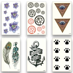 12Pcs/Lot Waterproof Temporary Tattoos Stickers,Water Transfer Disposable Stickers, Flower Bird Anchor Pattern for Men, Women