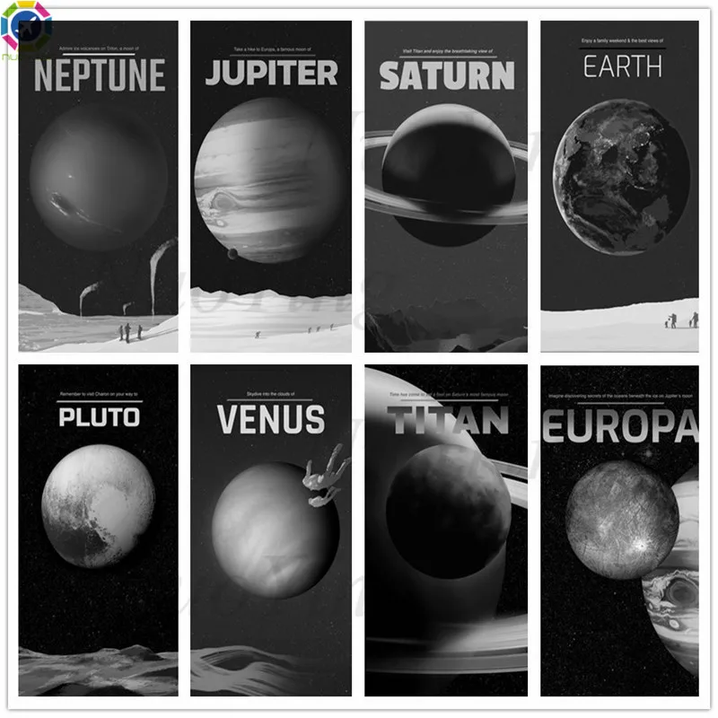 Mercury Сатурн Плутон Venus Нептун планета Wall Art 5D Алмазная картина мозаика Набор для