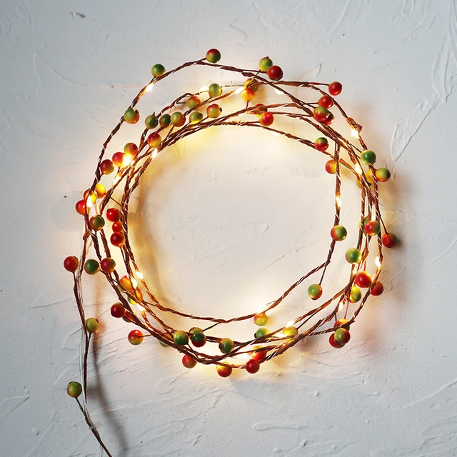 3M 30 LED Berry fruit garland lights battery Copper wire LED fairy string lights for christmas wedding decoration party event Warm White