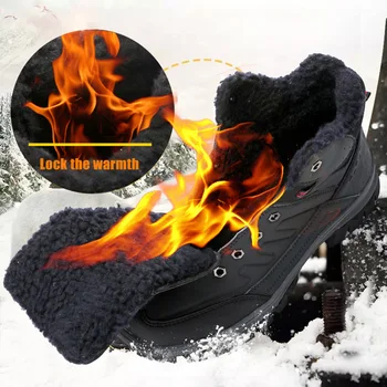 

Men Snow Boots Hiking Shoes Fleece Lined Casual Ankle Shoes Winter Warm Walking Booties HB88
